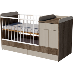 Bogi kombi kiságy 120x60-as Sötét sonoma-nyír színben Bogi kombi kiságy 120x60-as Sötét sonoma-nyír színben