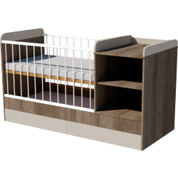 Lili kombi kiságy 120x60-as Sötét sonoma-nyír színben, ágyneműtartóval Lili kombi kiságy 120x60-as Sötét sonoma-nyír színben, ágyneműtartóval