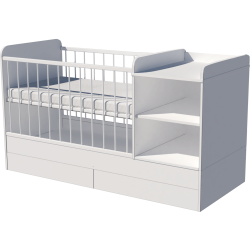 Lili kombi kiságy 120x60-as Fehér színben, ágyneműtartóval Lili kombi kiságy 120x60-as Fehér színben, ágyneműtartóval