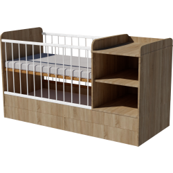 Lili kombi kiságy 120x60-as Világos sonoma színben, ágyneműtartóval Lili kombi kiságy 120x60-as Világos sonoma színben, ágyneműtartóval