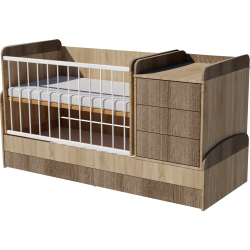 Ringatható Reni kombi kiságy 120x70-es Világos sonoma-sötét sonoma színben Ringatható Reni kombi kiságy 120x70-es Világos sonoma-sötét sonoma színben