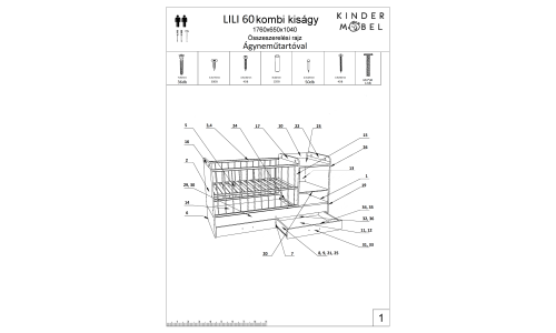 -ÚJ- Lili Kombi kiságy ágyneműtartóval összeszerelési rajz