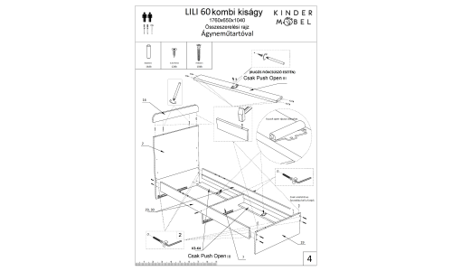 -ÚJ- Lili Kombi kiságy ágyneműtartóval összeszerelési rajz