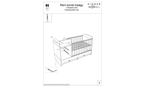 -ÚJ- Lili Kombi kiságy ágyneműtartóval összeszerelési rajz
