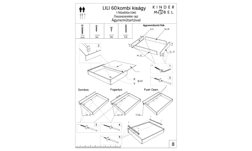 -ÚJ- Lili Kombi kiságy ágyneműtartóval összeszerelési rajz