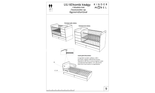 -ÚJ- Lili Kombi kiságy ágyneműtartóval összeszerelési rajz
